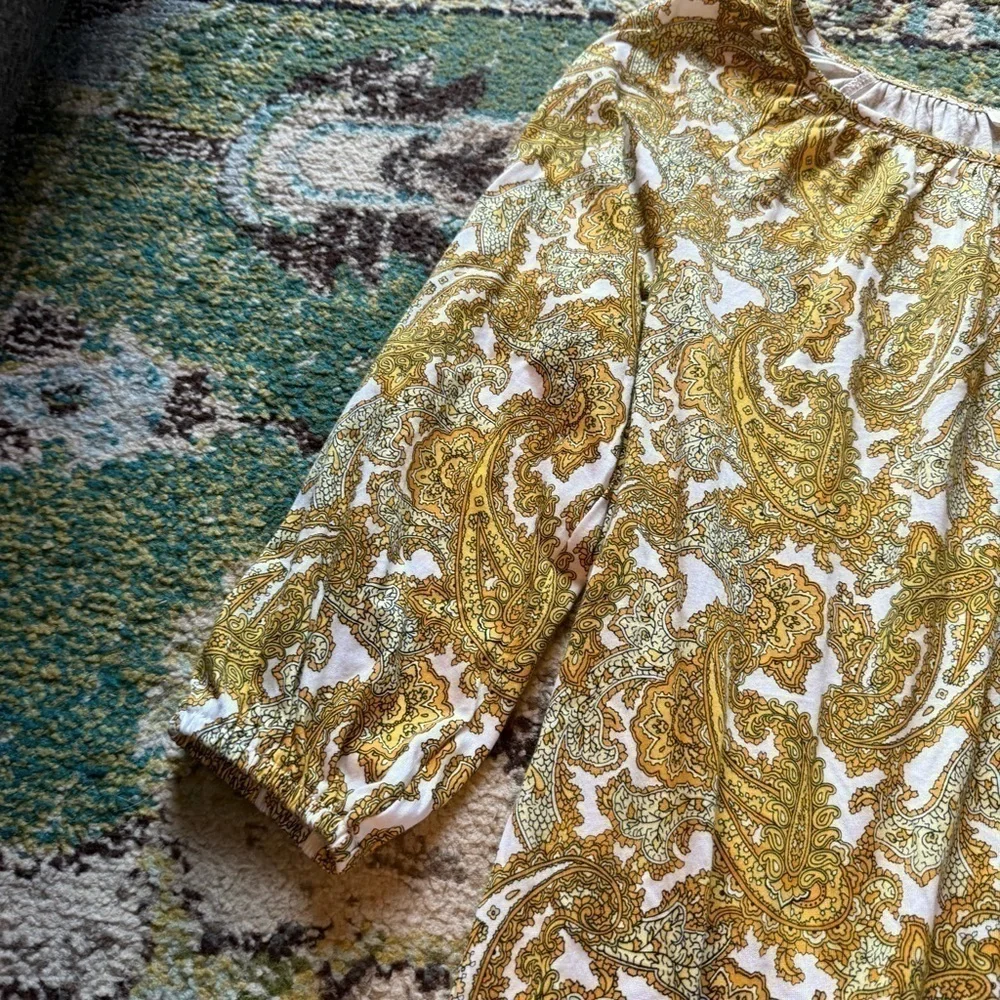 Michael Kors Gold Paisley Blouse off the shoulder Size Small